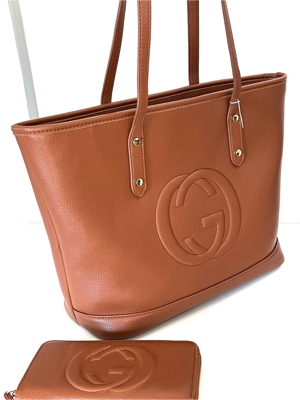 No Brand Fashion GC Tan Tote Bag With Matching Continental Wallet NWT